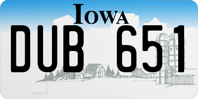 IA license plate DUB651