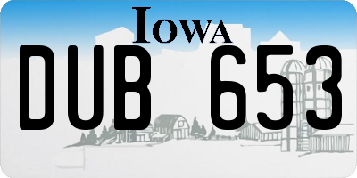 IA license plate DUB653