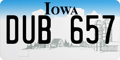 IA license plate DUB657