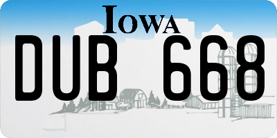 IA license plate DUB668