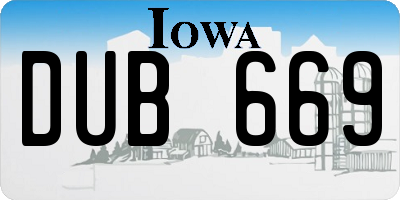 IA license plate DUB669