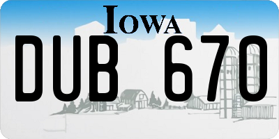 IA license plate DUB670