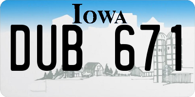 IA license plate DUB671