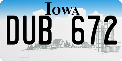IA license plate DUB672