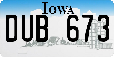 IA license plate DUB673
