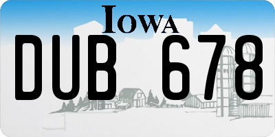 IA license plate DUB678