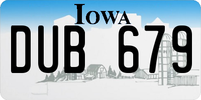 IA license plate DUB679