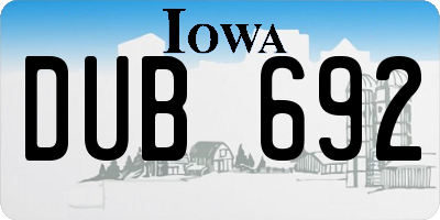 IA license plate DUB692