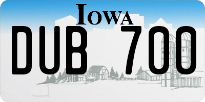 IA license plate DUB700