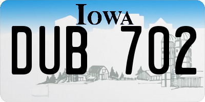 IA license plate DUB702