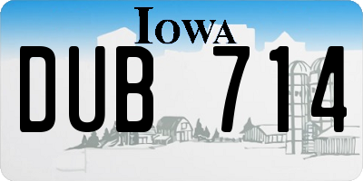 IA license plate DUB714