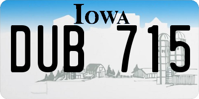 IA license plate DUB715