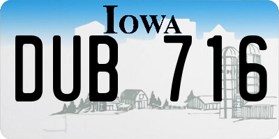 IA license plate DUB716