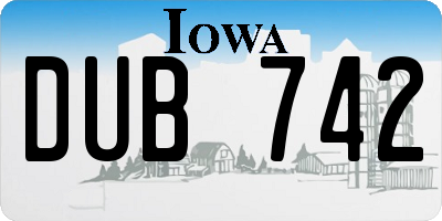 IA license plate DUB742