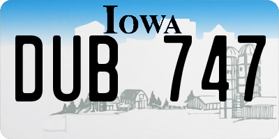 IA license plate DUB747