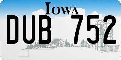 IA license plate DUB752