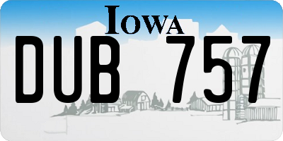 IA license plate DUB757