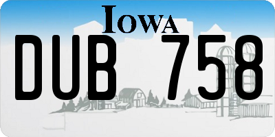 IA license plate DUB758