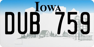 IA license plate DUB759