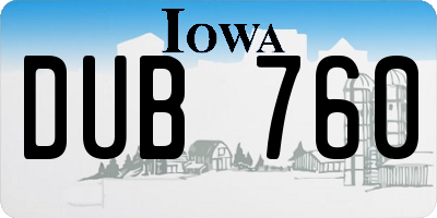 IA license plate DUB760