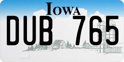 IA license plate DUB765