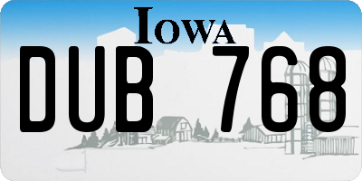 IA license plate DUB768
