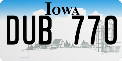 IA license plate DUB770