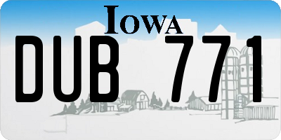 IA license plate DUB771