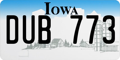 IA license plate DUB773
