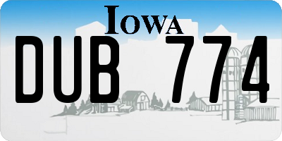 IA license plate DUB774