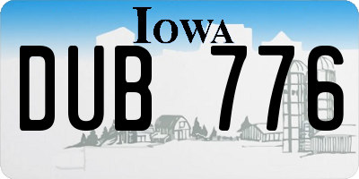 IA license plate DUB776
