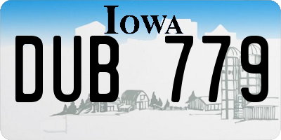 IA license plate DUB779
