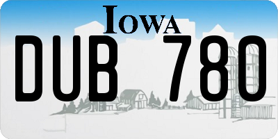 IA license plate DUB780