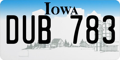 IA license plate DUB783