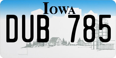 IA license plate DUB785
