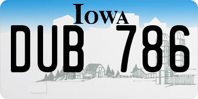 IA license plate DUB786
