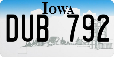 IA license plate DUB792