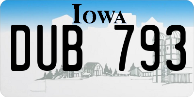 IA license plate DUB793