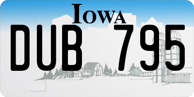 IA license plate DUB795