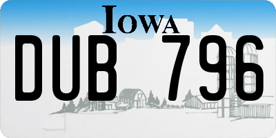 IA license plate DUB796