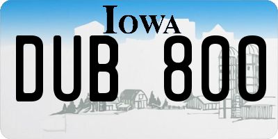 IA license plate DUB800