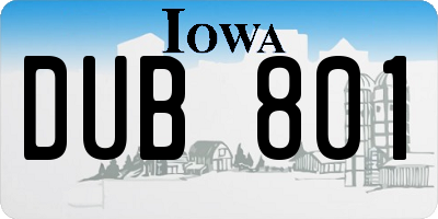 IA license plate DUB801