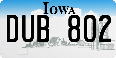 IA license plate DUB802