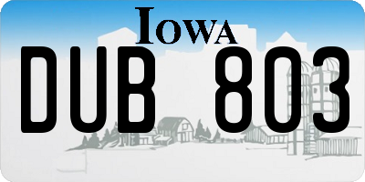 IA license plate DUB803