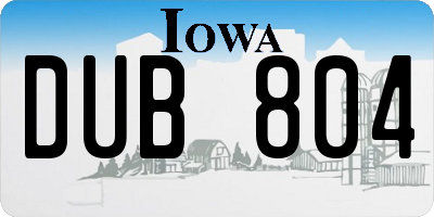 IA license plate DUB804
