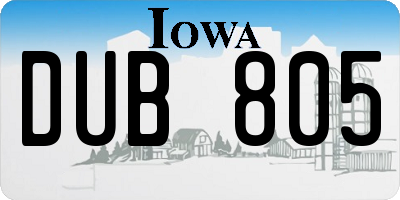 IA license plate DUB805