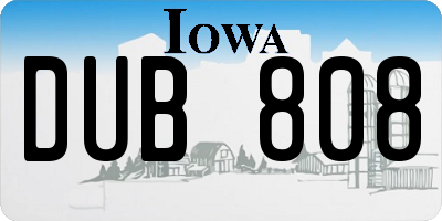 IA license plate DUB808