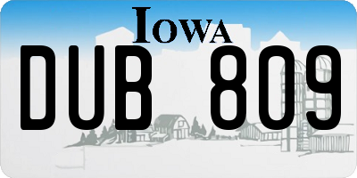 IA license plate DUB809