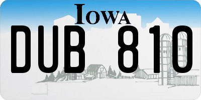 IA license plate DUB810
