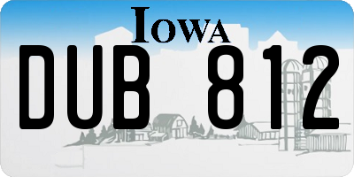 IA license plate DUB812